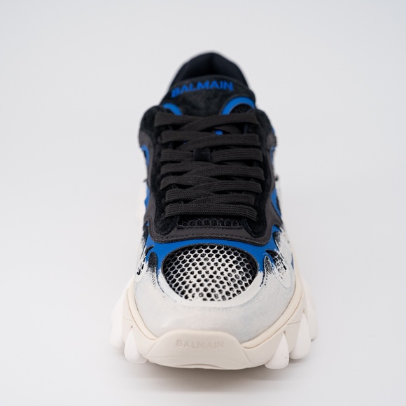 size 42/ US 9 - Balmain B-East Black Blue White painted leather sneakers main image 6